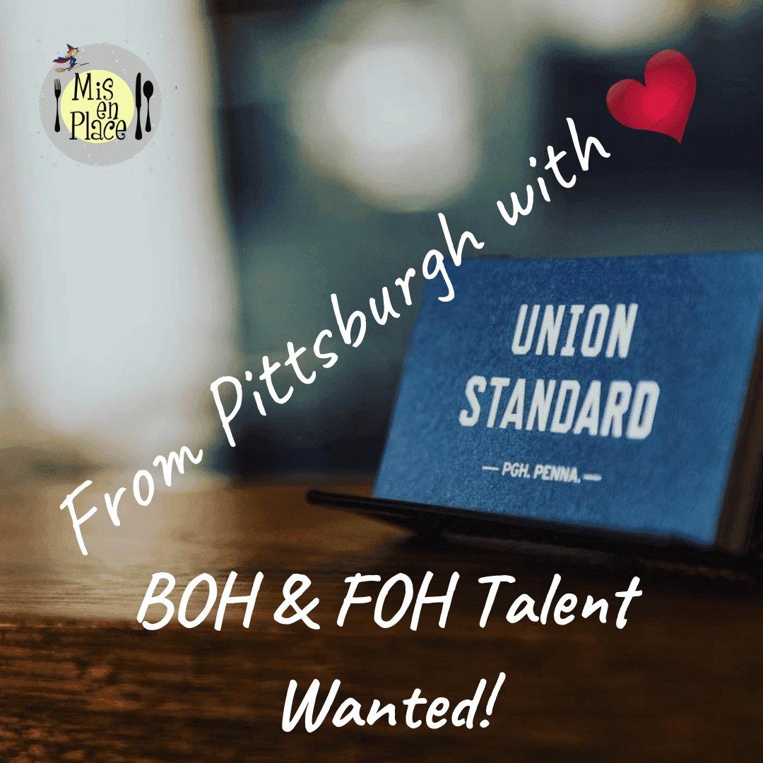 Recruiting ad over a restaurant sign reading “BOH & FOH Talent Wanted!”